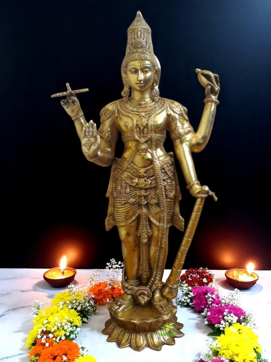 Antique Lord Vishnu Brass Standing Statue