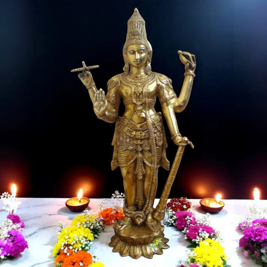 Antique Lord Vishnu Brass Standing Statue