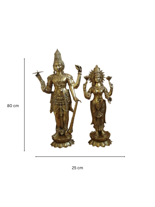 Lord Vishnu Laxmi Brass Statue