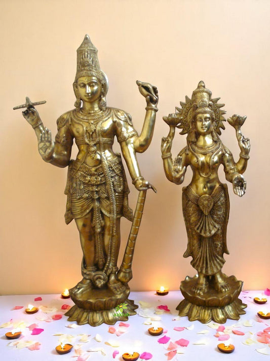 Lord Vishnu Laxmi Brass Statue