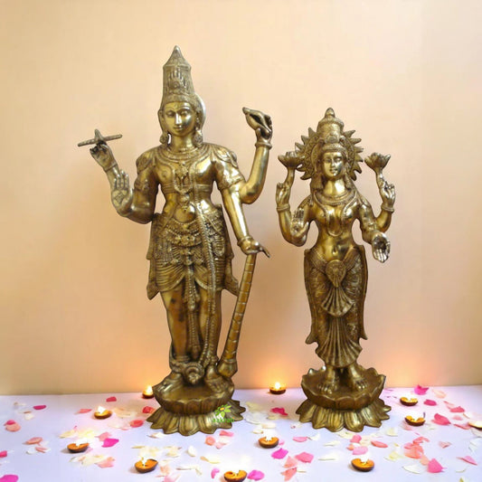 Lord Vishnu Laxmi Brass Statue