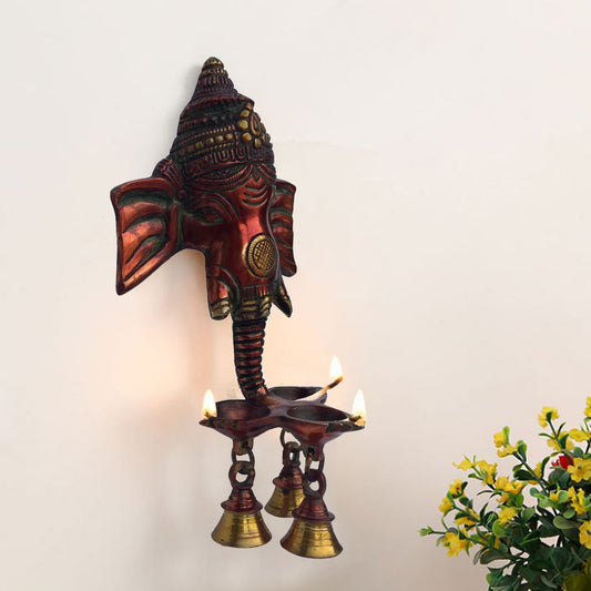 Brass Wall Hanging three diya Oil Lamp brass metal traditional hand made |wall decor| |Wall art| |Hanging diya|