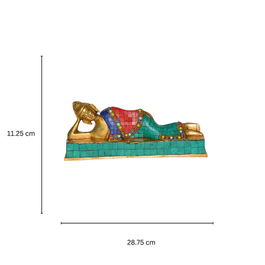 Buddha Laying Statue made in brass metal unique decoration idol figure