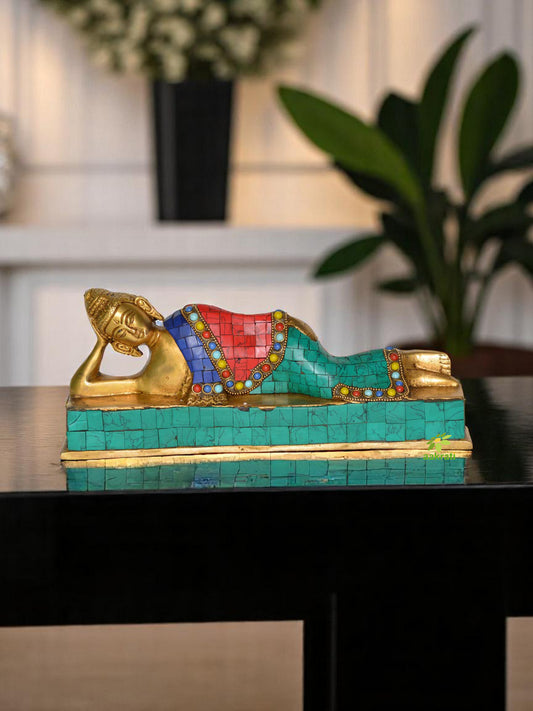 Buddha Laying Statue made in brass metal unique decoration idol figure