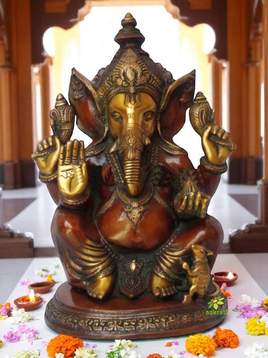 Lord Ganesha Antique Statue of Brass for Decoration