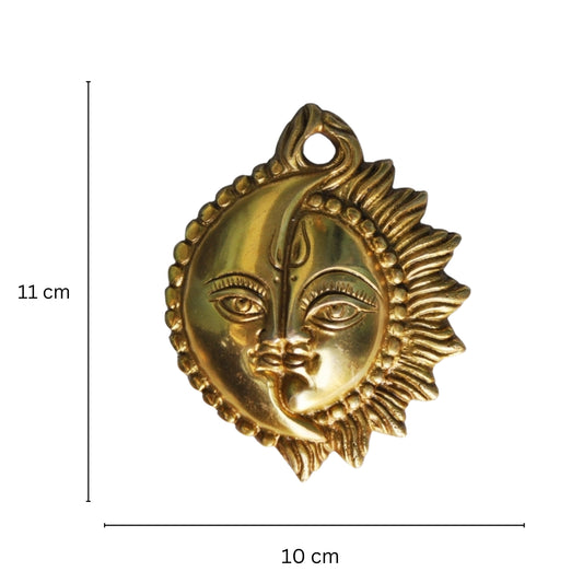 Brass Sun Face Wall Hanging | Unique Decorative Art for Living Room and Home | Elegant Brass Sun Face Wall Showpiece ( Yellow, 4.5 inch)