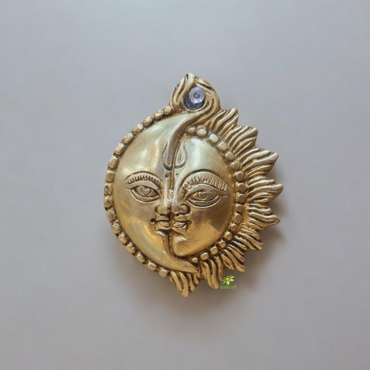 Brass Sun Face Wall Hanging | Unique Decorative Art for Living Room and Home | Elegant Brass Sun Face Wall Showpiece ( Yellow, 4.5 inch)