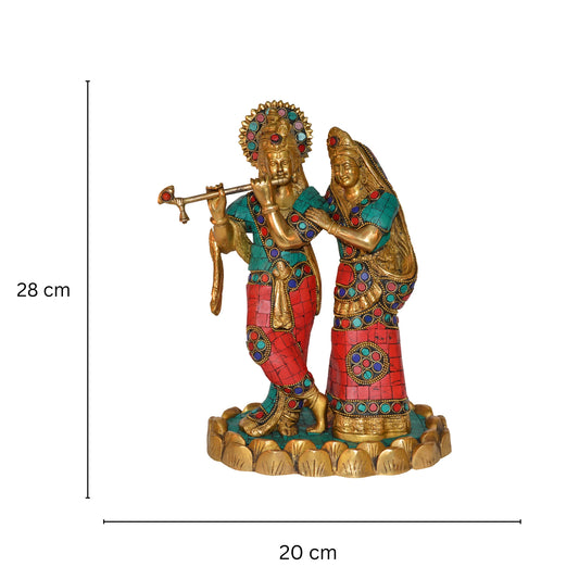 Radha Krishan with stone Glorious Statue of Brass By Aakrati