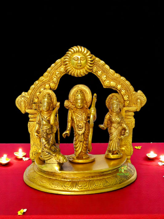 Brass Ram Darbar Statue | A Perfect Home Accent for Peace and Prosperity | Ram Darbar in Brass ( Yellow, 10 inch)