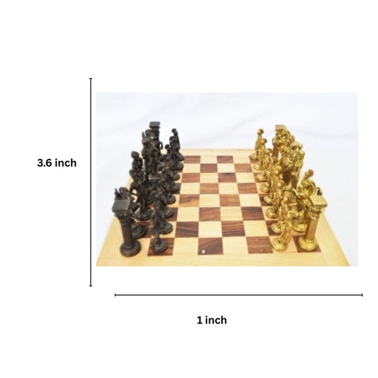 Antique Brass Chess Set Showpiece | Unique Decor for Homes and Offices | Brass Chess Set ( Multi-color, 3.6 inch)
