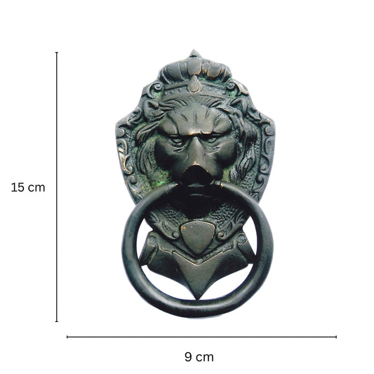 Brass Lion Shape Knocker | Classic Home Door Accessory | Vintage Brass Lion Head Door Knocker ( Yellow, 6 inch)