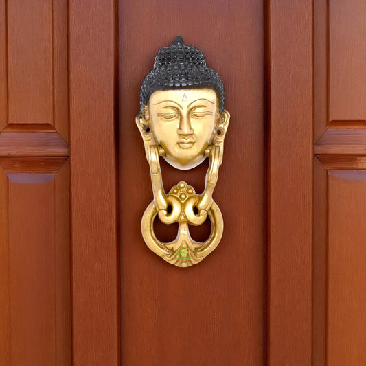 Lord Buddha figure Brass Metal Antique Finish Door Knocker By Aakrati