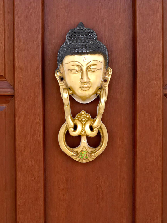 Lord Buddha figure Brass Metal Antique Finish Door Knocker By Aakrati