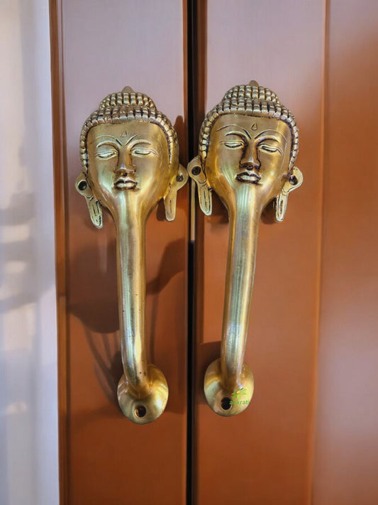 Brass Buddha Shape Door Handle | A Spiritual and Elegant Addition to Your Doors | Brass Buddha Door Pull ( Yellow, 9.5 inch)