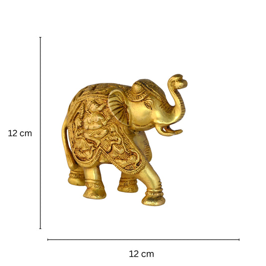 Aakrati Elephant Trunk up Sculpture Made in Brass Metal - Table Decor showpiece for Gift