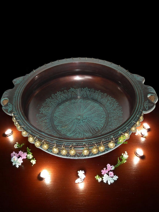 Brass Hurli In Antique Green Finish ethnic metal decor table top
