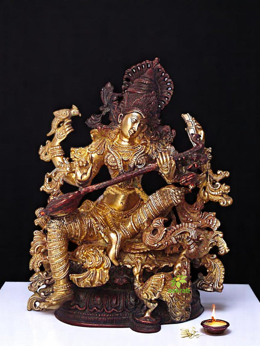 Goddess Saraswati Glorious Statue of Brass by Aakrati