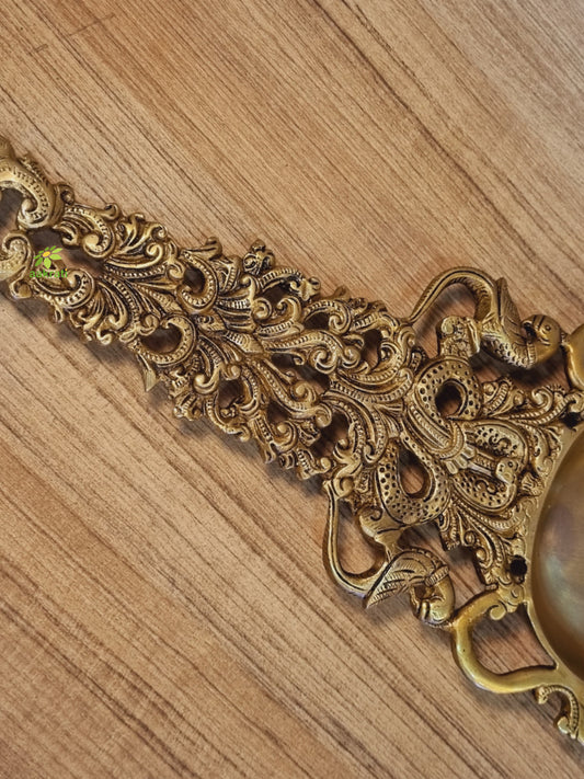 Traditional Brass Pooja Spoon | Handcrafted Spoon for Spiritual Rituals | Brass Ritual Spoon ( Yellow, 13 inch)