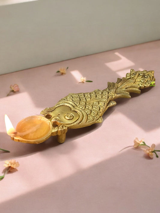 Handmade Brass Spoon | Traditional Spoon for Pooja Room and Ritual Offerings | Brass Pooja Spoon ( Yellow, 10 inch)