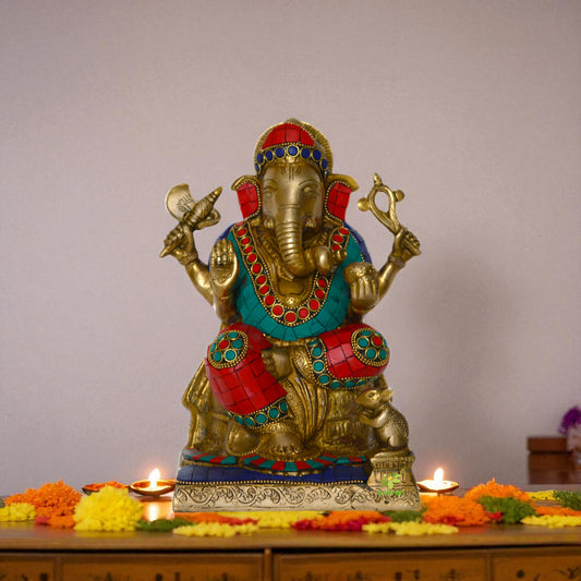 Idol Figure Lord Ganesha Statue made in Brass by Aakrati