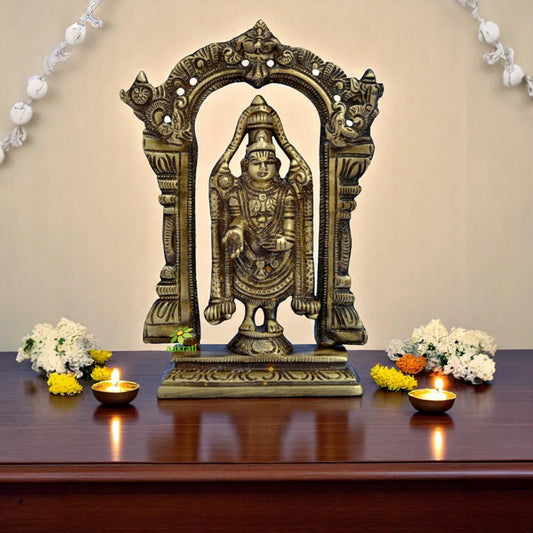 Handmade Brass Balaji Murti | Sacred Idol for Your Home and Pooja Room | Divine Brass Balaji Murti ( Brown, 7.5 inch)