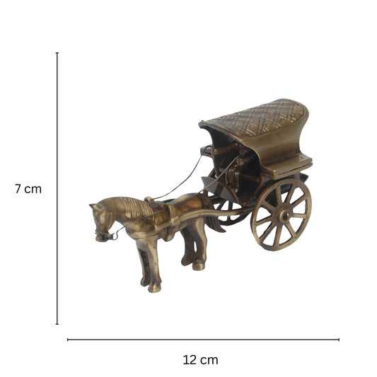Brass Horse Cart Showpiece | Vintage Decorative Accent for Living Room | Brass Horse Cart Sculpture ( Brown, 4.8 inch)