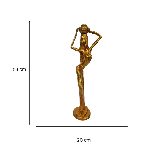 Handcrafted Brass Lady Statue | Elegant Showpiece for Home Decor | Brass Lady Figurine ( Yellow, 21 inch)