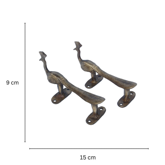 Luxury Brass Door Pull Handle | Artistic Home Decor for Nature Lovers | Brass Peacock Door Handle ( Brown, 6 inch)