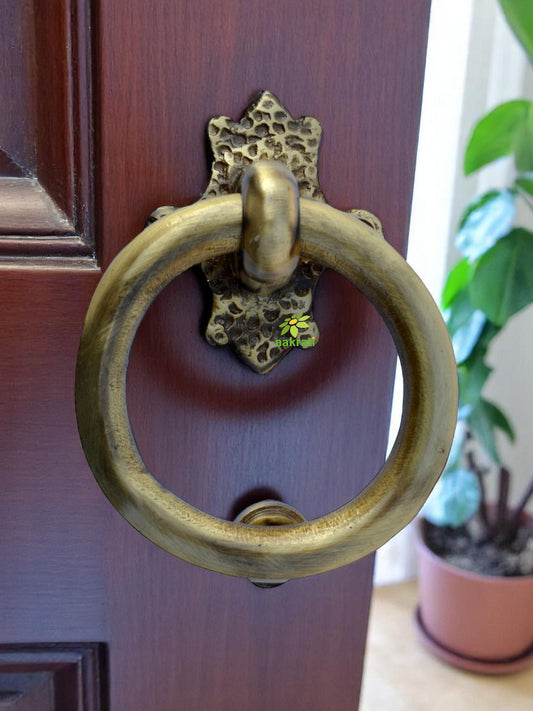 Brass Round Door Knocker | Classic Design for Stylish and Durable Home Decor | Handcrafted Decorative Brass Door Knocker ( Brown, 6 inch)