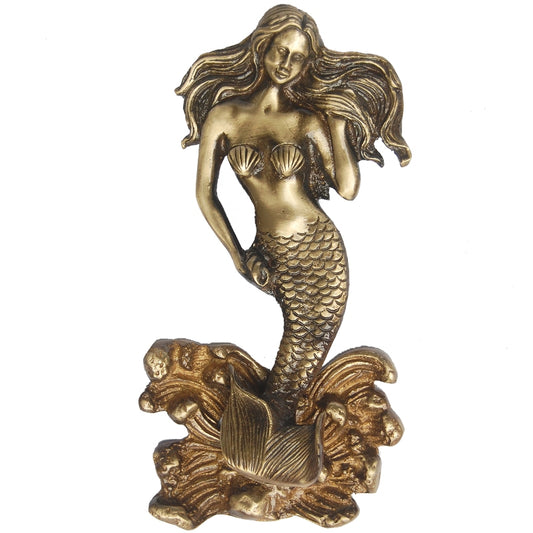 Antique Brass Mermaid Fish Door Knocker | Unique Antique Decoration | Traditional Brass Knocker ( Brown, 10 inch)