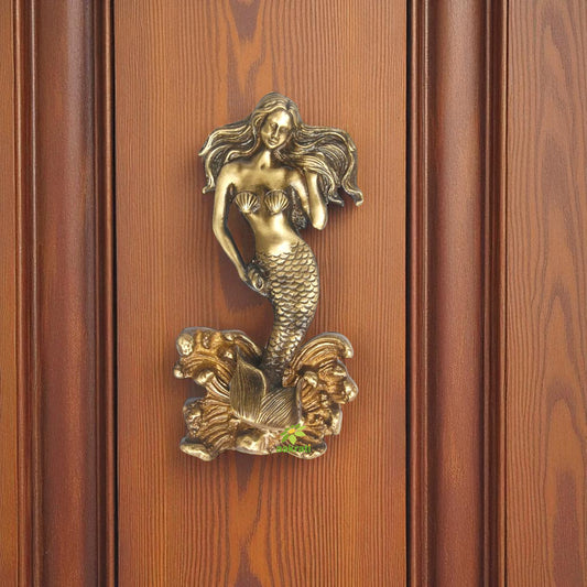 Antique Brass Mermaid Fish Door Knocker | Unique Antique Decoration | Traditional Brass Knocker ( Brown, 10 inch)