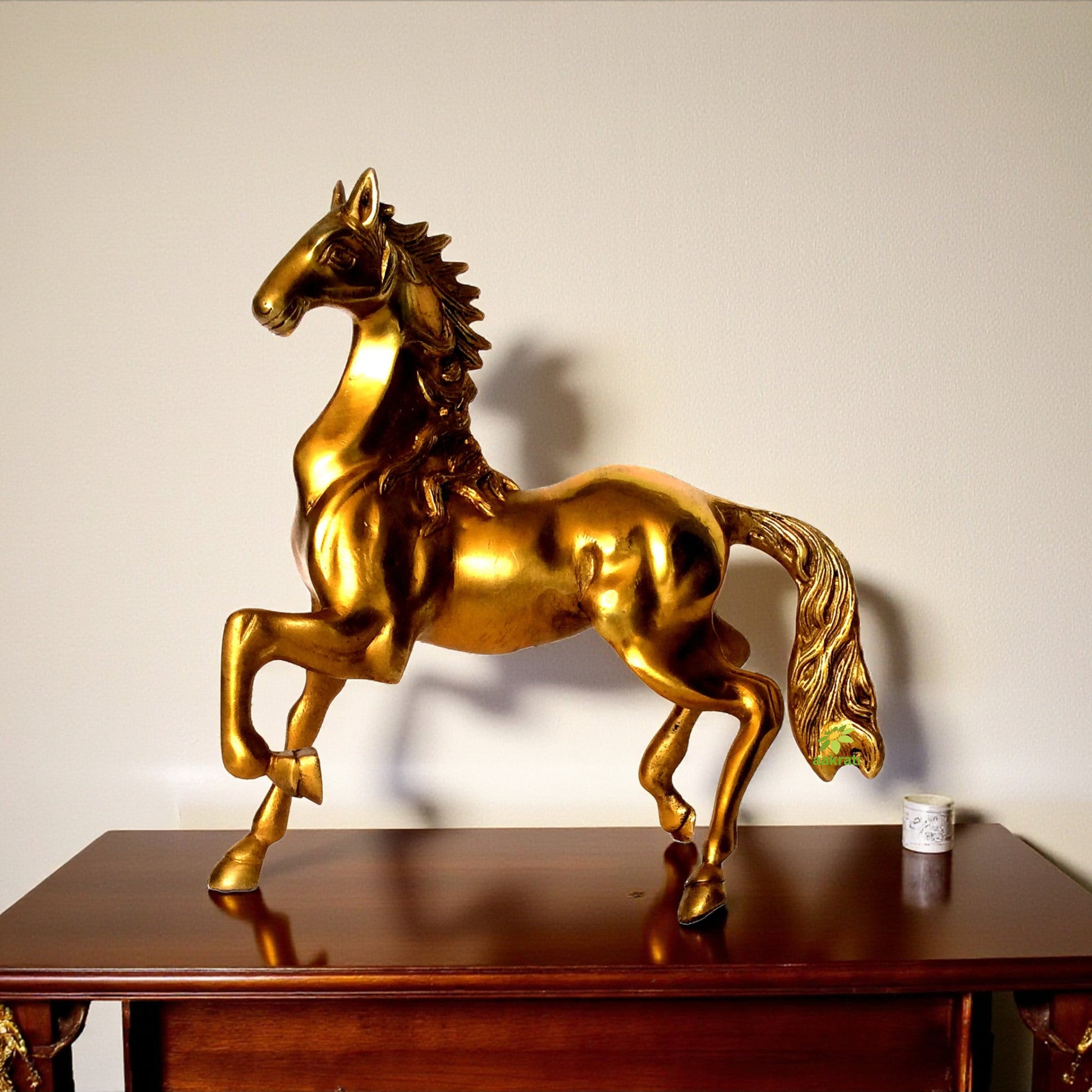 Luxury Brass Horse Figurine | The Perfect Decorative Piece for Your Home | Handcrafted Brass Horse Showpiece ( Yellow, 11 inch) Aakrati