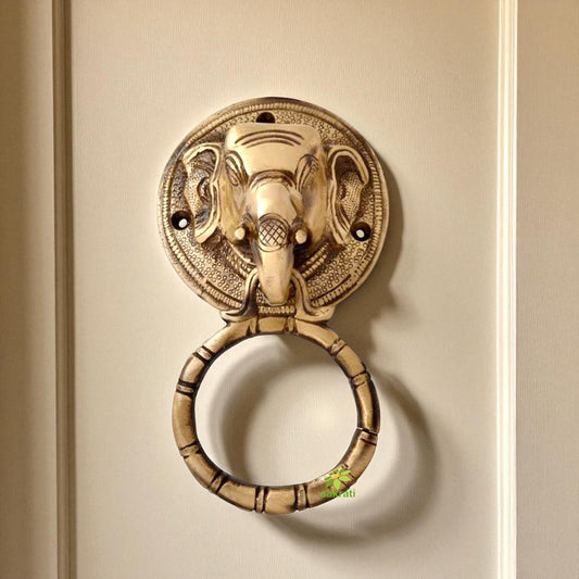 Exquisite Brass Elephant Knocker | A Decorative Masterpiece for Your Home Entrance | Brass Elephant Door Knocker ( Brown, 6 inch)