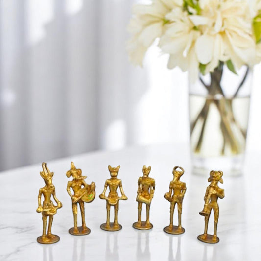 Brass Musician Figurines | Unique Home Decor for Music and Art Lovers | Brass Musician Set ( Yellow, 5.5 inch)
