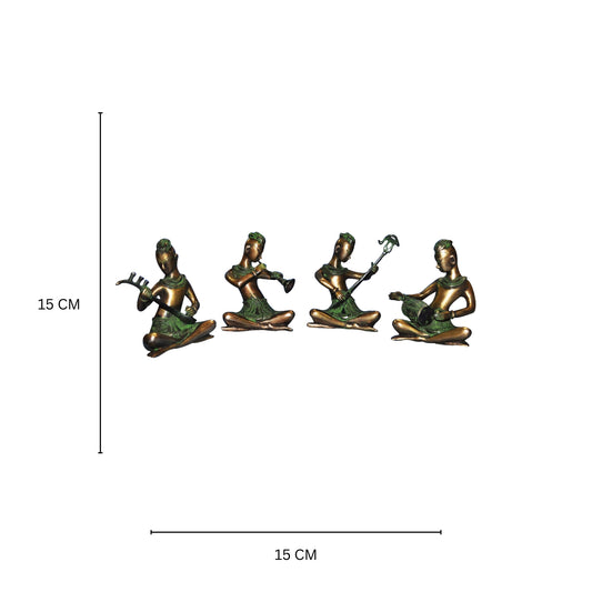 Handicraft Brass Made Musician Set in Antique Finish By Aakrati
