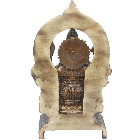 Majestic Brass Ganesha Murti | Royal Throne Idol for Sacred Spaces | Handcrafted Brass Ganesha Idol ( Brown, 7 inch)