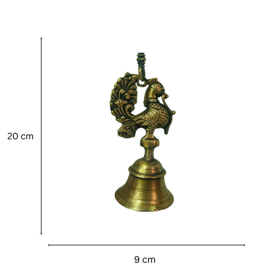 Brass Bird Shape Hanging Bell | Perfect Decorative Accent for Home | Brass Bird Bell ( Yellow, 8 inch)