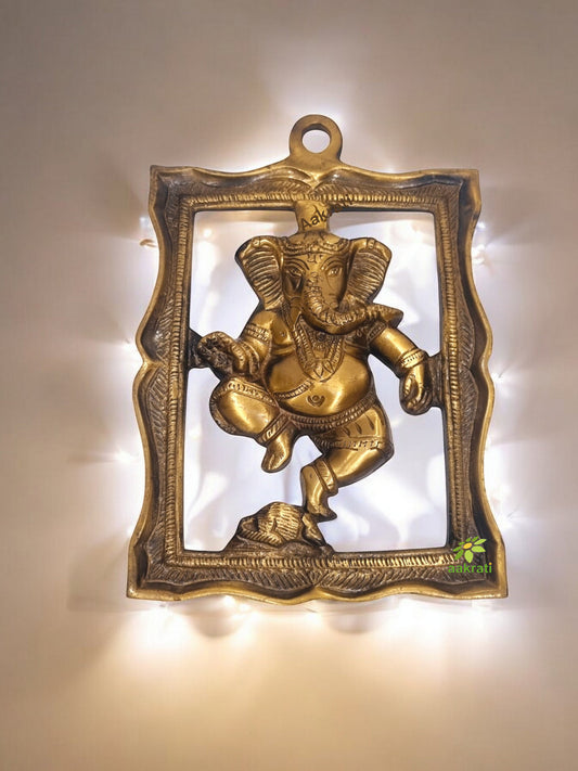 Brass Wall Hanging Ganesha Plate | Traditional Home Decor for Blessings | Brass Ganesha Plate ( Brown, 9 inch)