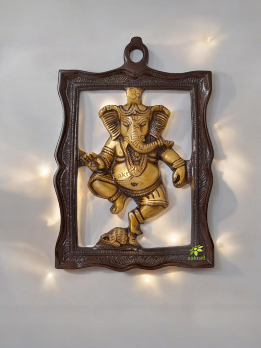 Divine Brass Ganesha Wall Hanging | Elevate Your Home with Blessings | Ganesha Wall Décor ( Yellow, 9 inch)