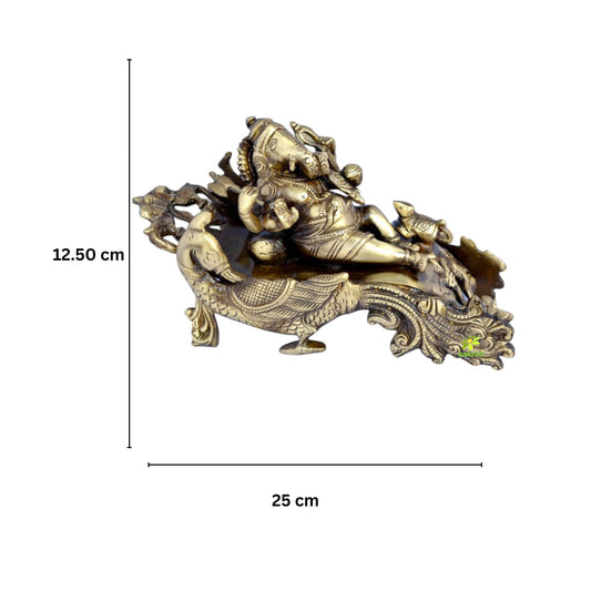 Premium Brass Ganesha Statue | Royal Throne Idol for Sacred Spaces | Handcrafted Brass Ganesha Idol ( Yellow, 10 inch)