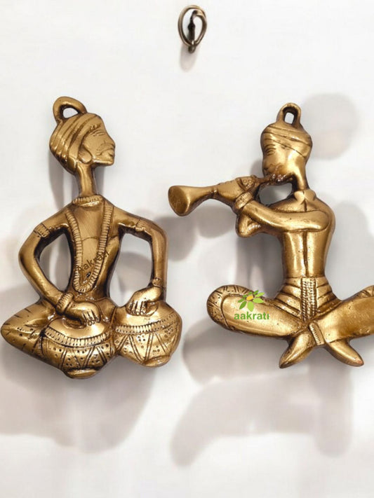 Handmade Brass Wall Hanging Human Statue | Unique Decorative Piece for Modern Homes | Brass Human Statues ( Yellow, 6 inch)