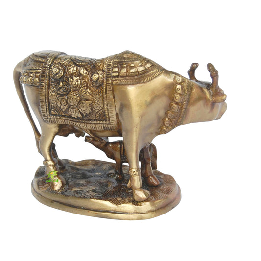Handmade Brass Nandi Figurine | Perfect for Temples and Sacred Spaces in Your Home | Brass Nandi Sculpture ( Brown, 6 inch)