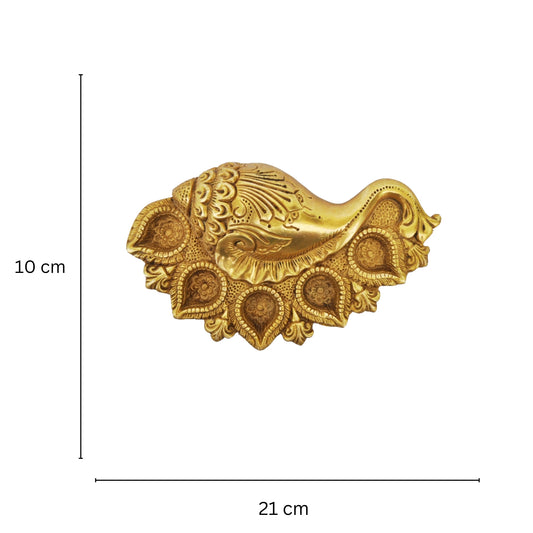 Handcrafted Brass Shankh | Traditional Pooja Decor for Home Temple | Brass Shankh for Pooja ( Yellow, 8.5 inch)