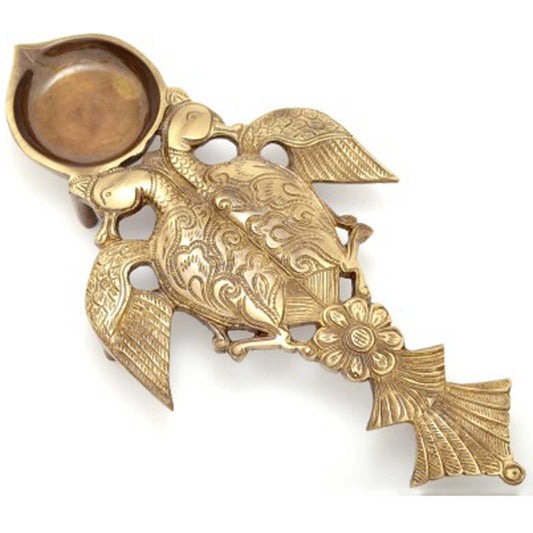 Brass Pooja Havan Spoon | Traditional Handcrafted Design for Sacred Rituals | Premium Handcrafted Brass Havan Spoon ( Brown, 11 inch)