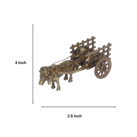 Brass Bull Cart Sculpture | A Rustic Touch for Your Living Room | Handcrafted Brass Bull Cart ( Brown, 6.5 inch)