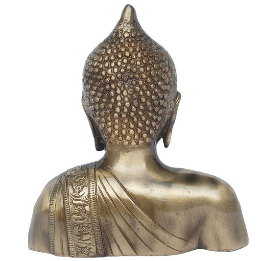 Handcrafted Brass Buddha Bust Statue | Perfect Home Accent for Inner Peace | Antique Brass Buddha Head Idol ( Brown, 6 inch)