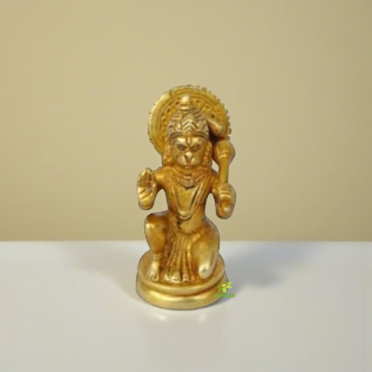 Pure Brass Hanuman Idol for Home Mandir | Handcrafted Bajrangbali Murti for Puja, Temple & Gifting Aakrati