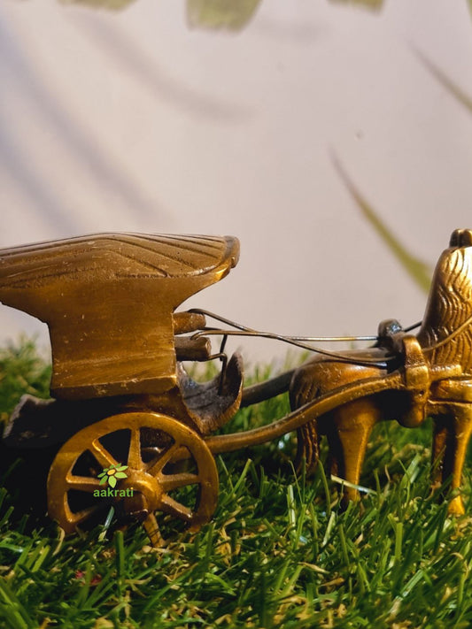 Handcrafted Brass Horse Cart Sculpture | Elegant Showpiece for Home Decoration | ( Brown, 3.5 inch)