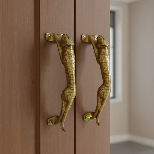 Luxury Brass Door Pull Handle | Artistic Home Decor for Nature Lovers | Brass Peacock Door Handle ( Brown, 2.5 inch) Aakrati