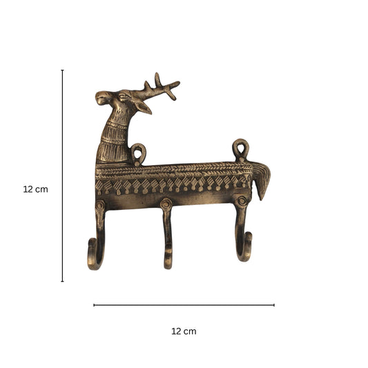 Aakrati Reindeer Wall Hooks Hanger - Hook - Key Holder - Unique Antique Design Metal Hardware